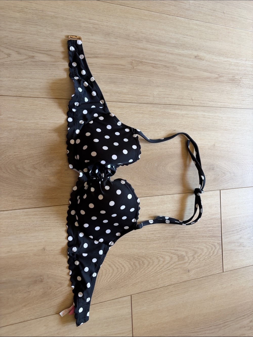 Victoria’s Secret Black and White Polka Dot Push-Up Bikini Top - Women Swim
